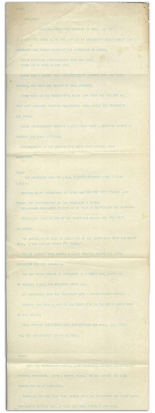 AP Wire Teletype From 22 November 1963 Regarding the Assassination of John F. Kennedy -- ''President Kennedy Is Dead''